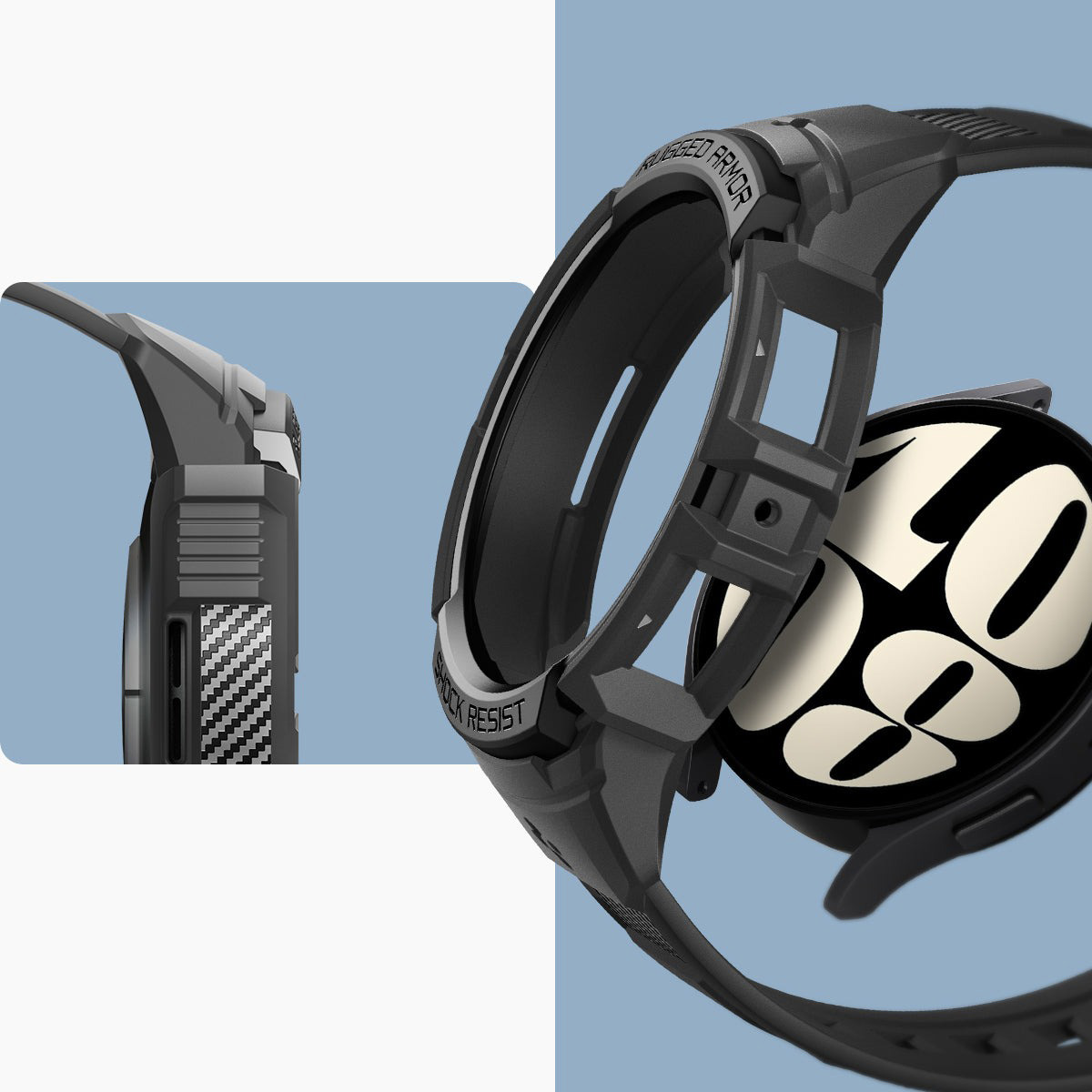 Oryginalne etui z paskiem od marki Spigen z serii Rugged Armor Pro do Galaxy Watch 6 44 mm